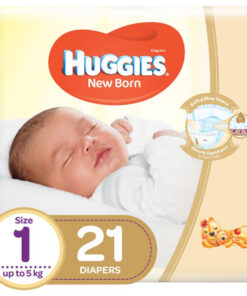 HUGGIES New Born Diapers, Size 1, Carry Pack, upto 5 kg, 21 Diapers