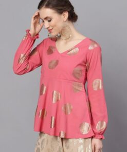 Pink & Gold Foil Printed Tunic