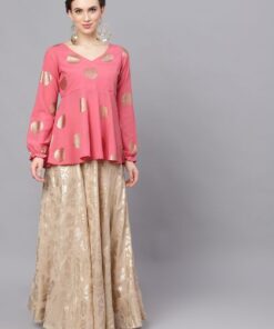 Pink & Gold Foil Printed Tunic
