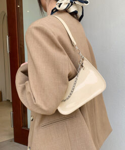 Biege Textured Solid Simple Chain Popular Shoulder Bags