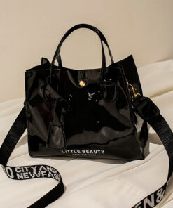 Black  Casual Letter Square Hand Bag