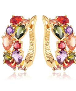 Crystal Gold Plated Floral Earring