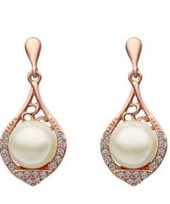 Rose Gold Plated Pearl Dangle