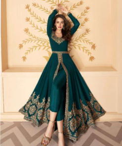 Green  Georgette With Embroidery Dress